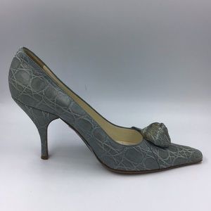 NEW PRADA Vintage Grey Crocodile Pumps 39 9 Heels Shoes Alligator Authentic